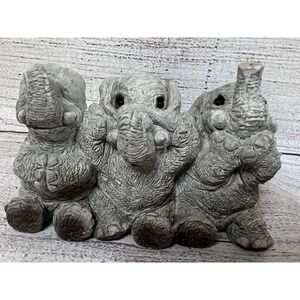 Stone Critters 3 Elephants Hear No Evil, Speak No Evil, See No Evil Pose SC-423